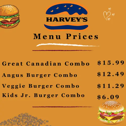 Harvey’s Menu & Prices in Canada