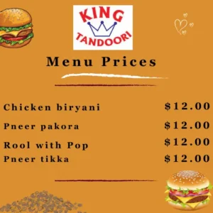 King Tandoori Menu & Prices in Canada