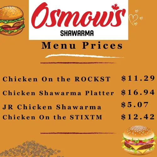 Osmow’s Menu & Prices in Canada
